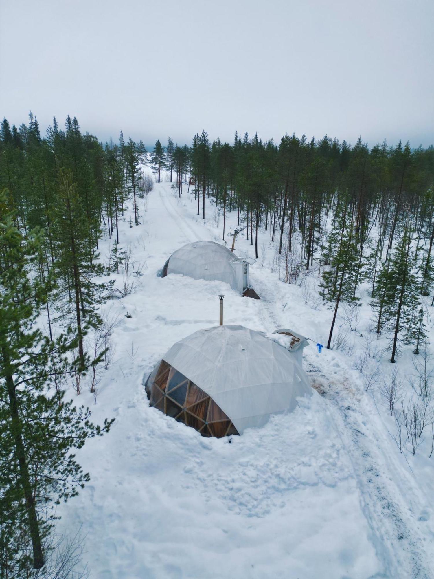 Aurora Igloo Fireplace-Heated Tents In A Secret Forest With Private Jacuzzi And Shared Sauna Bathroom And Dog Friendly Rovaniemi Exterior photo